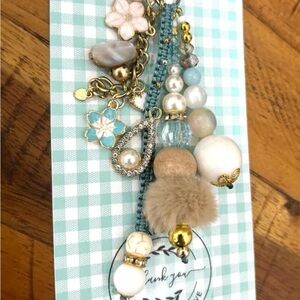 Blue Floral Charm Beaded Tassel Keychain-handmade/EAlovey